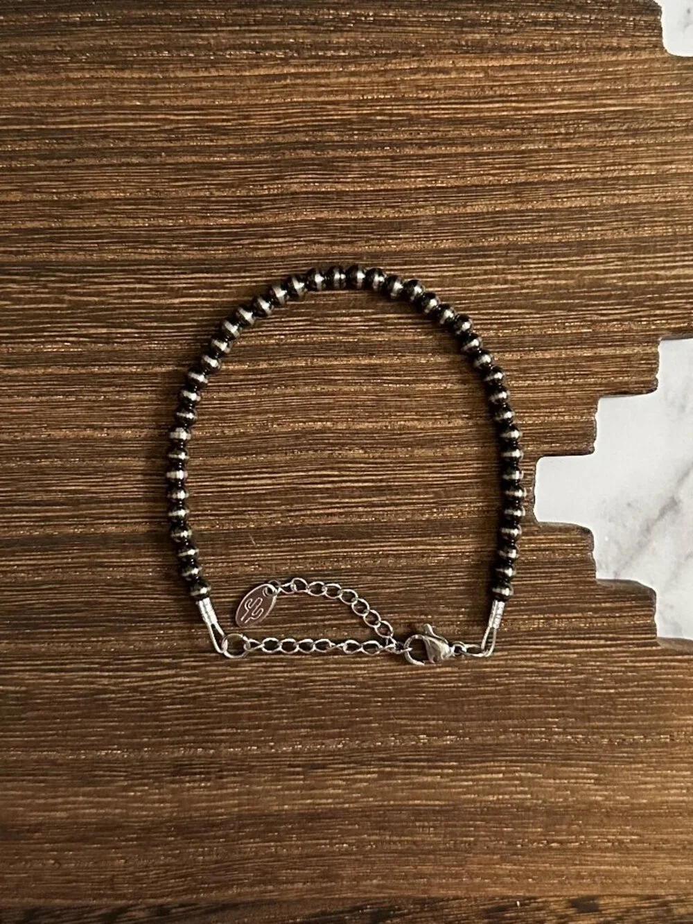 Handmade 4mm Brushed Steel Western Pearl Bracelet